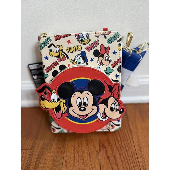 Disney Character Crossbody Loungefly with Mickey, Minnie, Pluto, Daisy, Goofy - Picture 1 of 1